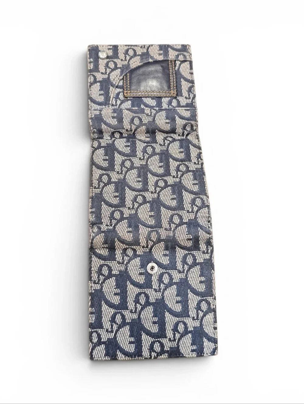 Christian Dior Oblique Trotter Blue Denim Trifold Wallet